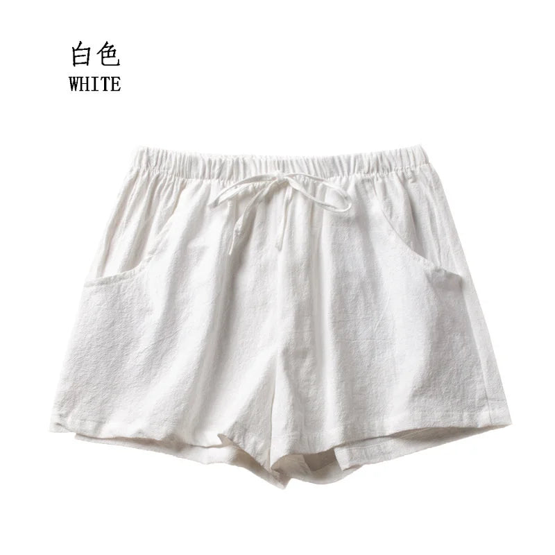 Cotton Linen Shorts Women's Sports Shorts Ladies Summer Solid High Waist Black Shorts Women Fashion Casual Basic Short Pants