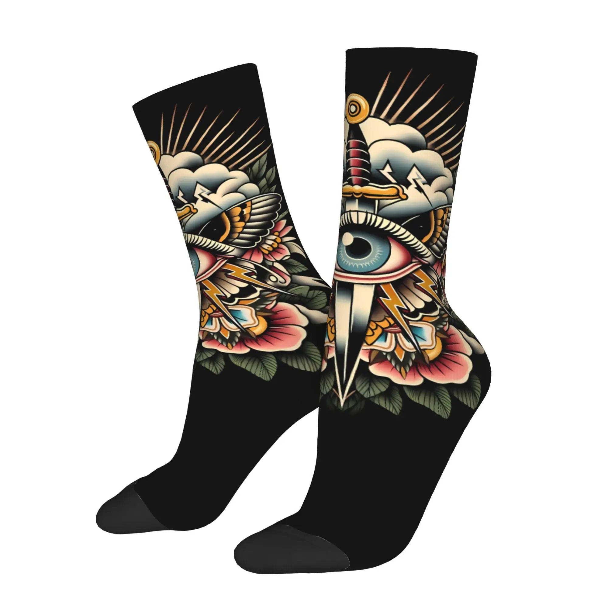 Eye Tattoo  Sock Printed Man Polyester Fashion