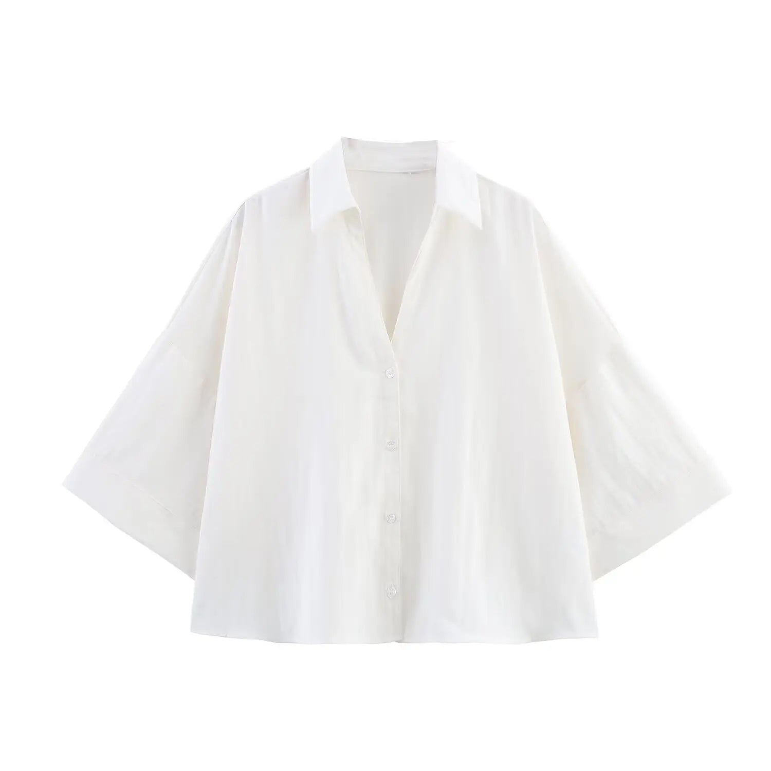 MYST&ZA2025 summer new women's retro casual fashion temperament simple loose lapel wide short-sleeved casual shirt tops