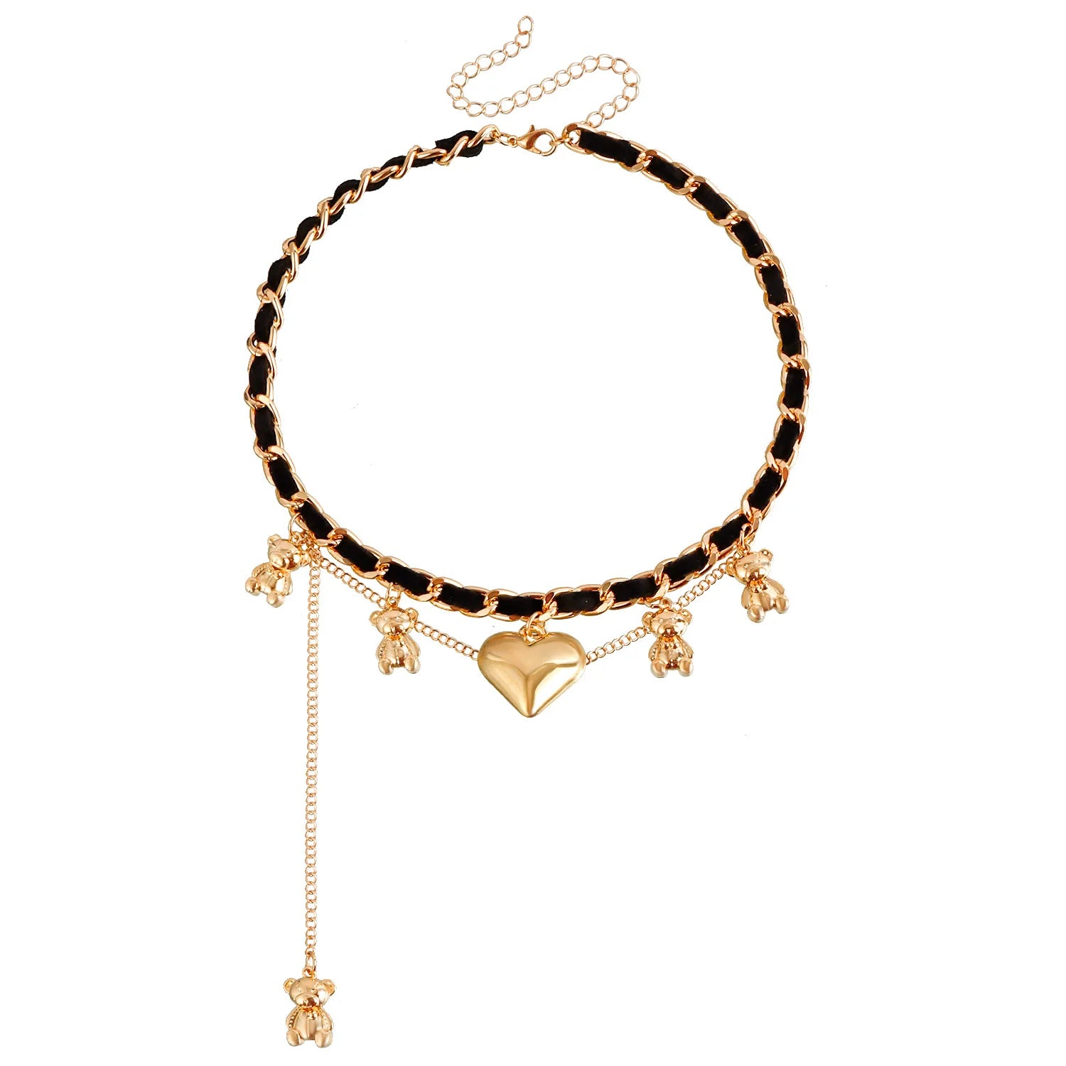 Y2k Choker Heart Necklace Pendant Chain Jewellery Women чокер Glass Layered Neck Collier Femme Cadenas Para Mujer