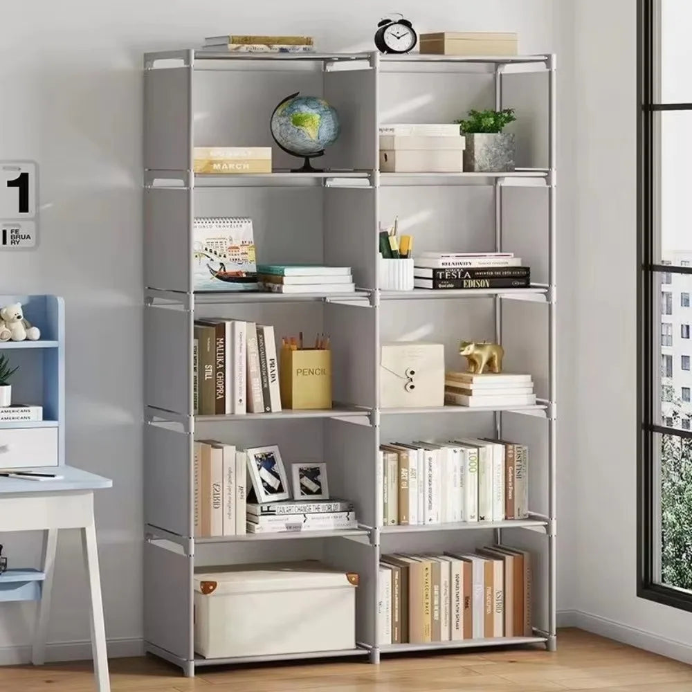 Simple Bookshelf Multi Layer Easy Assembly Diy Wardrobe Bookshelf  Plastic Square Storage Rack Living Room Study Room Bedroom