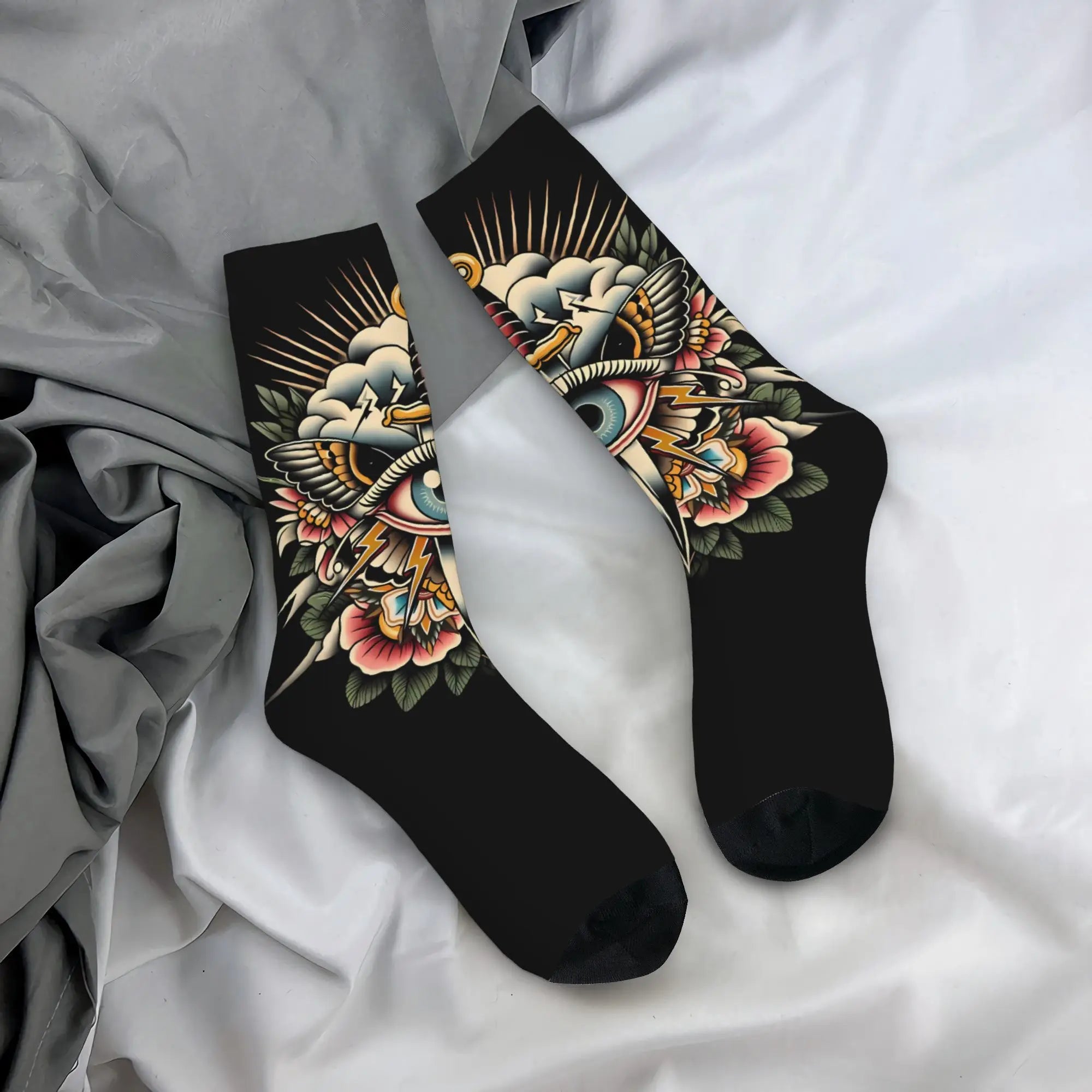 Eye Tattoo  Sock Printed Man Polyester Fashion