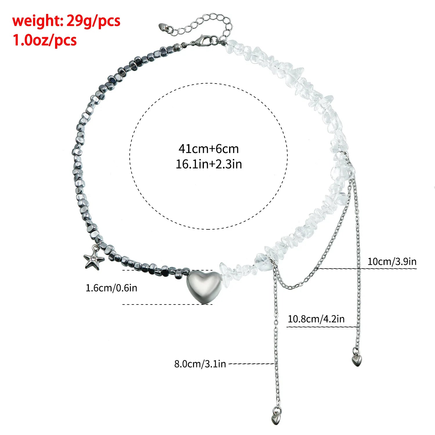 Y2k Choker Heart Necklace Pendant Chain Jewellery Women чокер Glass Layered Neck Collier Femme Cadenas Para Mujer