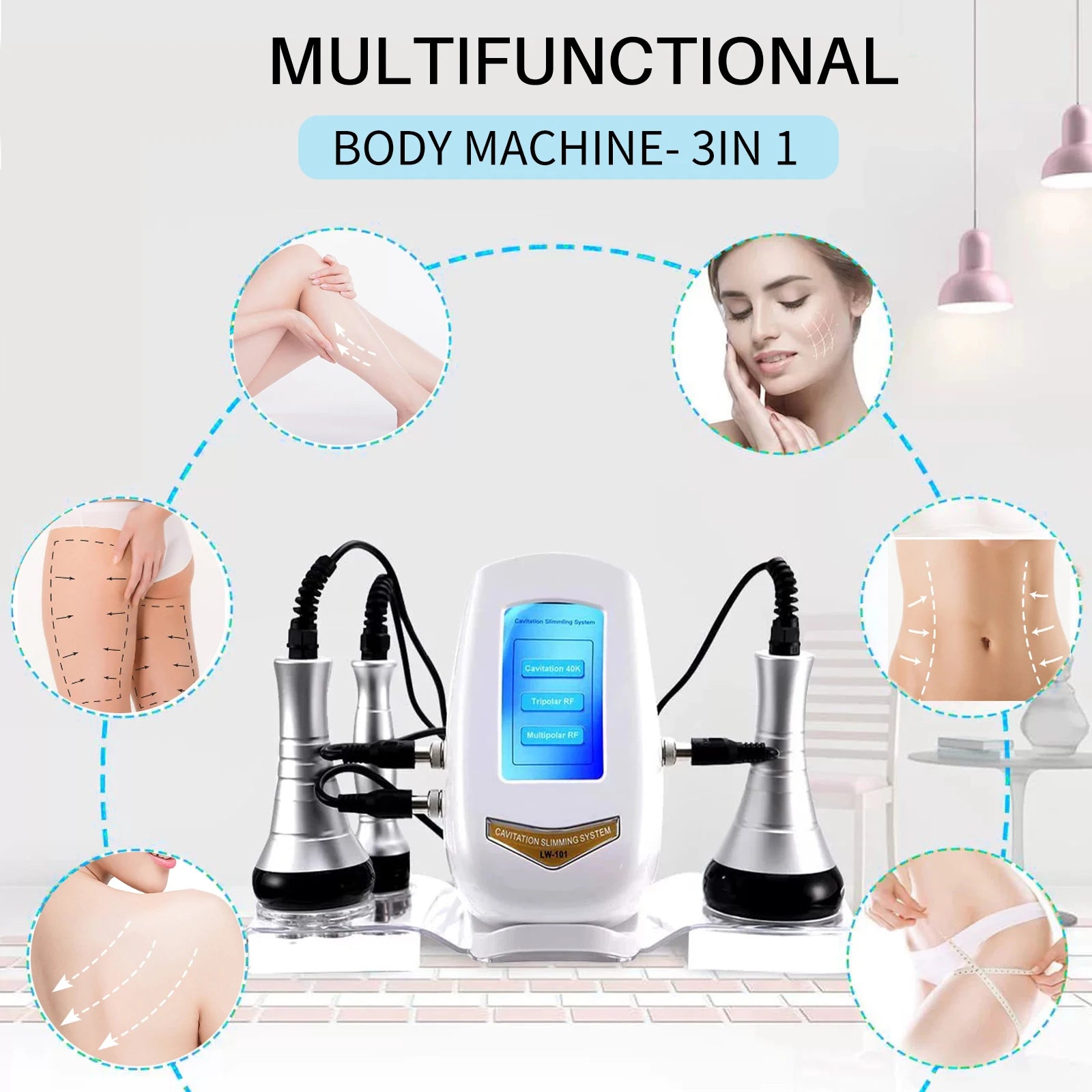40K Cellulite Burning Body Face Radiofrequency Machine 3in1 Cavitation Ultrasonic Weight Loss Skin Rejuvenation Beauty Machine