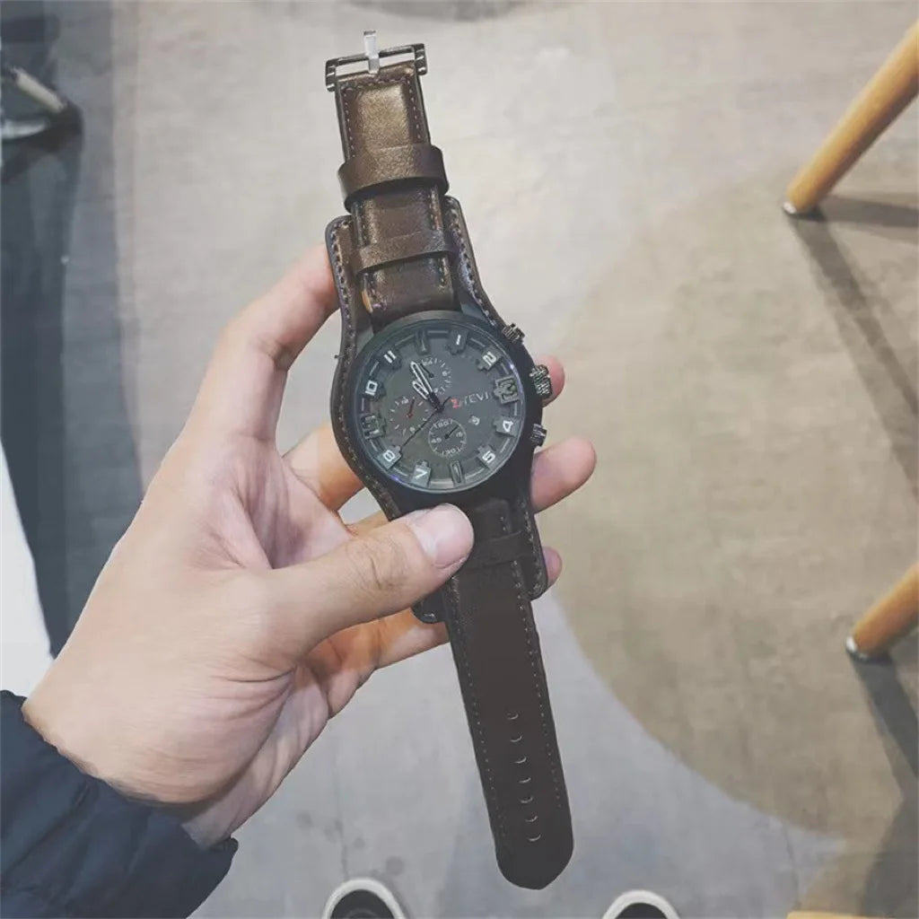 Fashion Retro Men's Quartz Wristwatches Luxury Man Watch PU Leather Business Watch Military Tactical Outdoor Sport Wristwatch