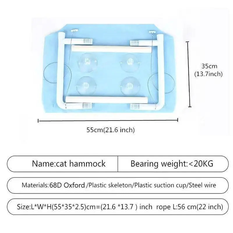Cat hammock, cat window suction cup, cat nest, cat climbing frame, suspended balcony, glass, sun drying, pet cat bedding supplie