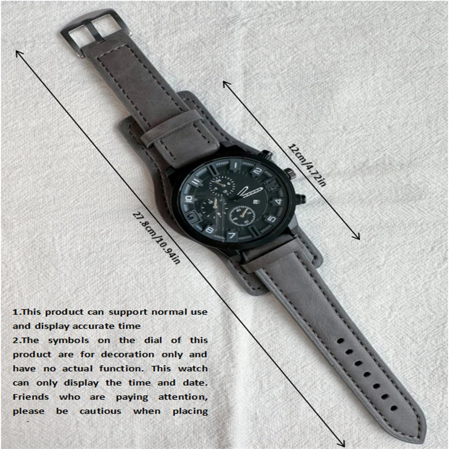Fashion Retro Men's Quartz Wristwatches Luxury Man Watch PU Leather Business Watch Military Tactical Outdoor Sport Wristwatch