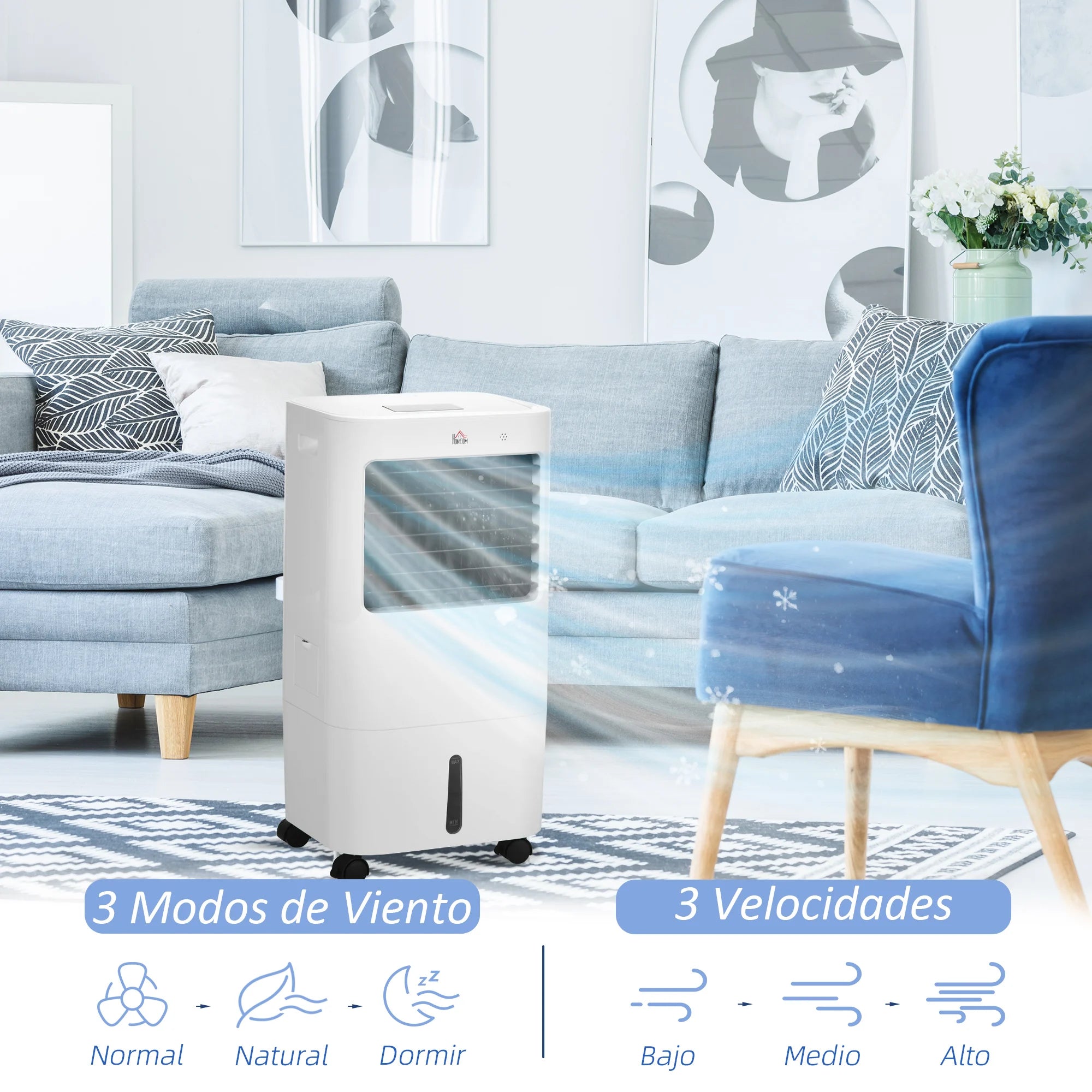 HOMCOM Portable Air Cooler 15L Humidifier Fan 32x37x74cm