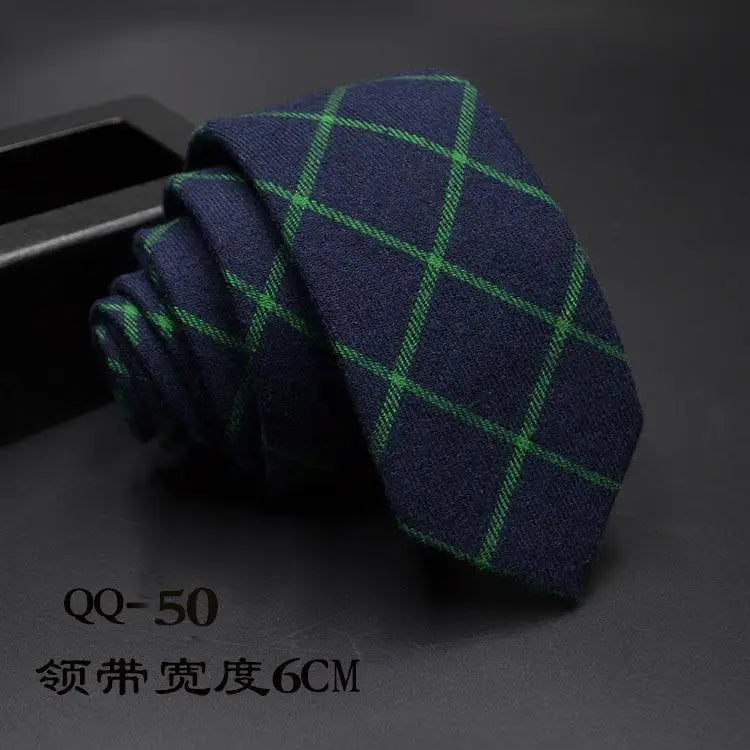 Mens Ties 6cm Classic Cotton Handmade Skinny Neck Ties for Men Striped Narrow Collar Slim Cashmere Tie Casual Plaid Tie For Man