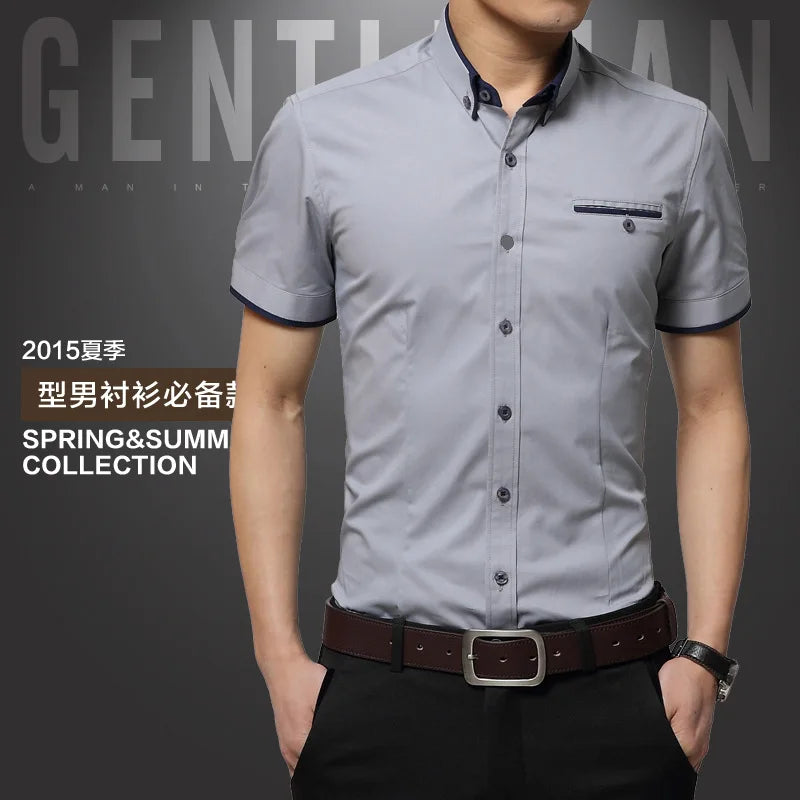 2025 New Arrival Brand Men's Summer Business Shirt Short Sleeves Turn-down Collar Tuxedo Shirt Shirt Men Shirts Big Size 5XL