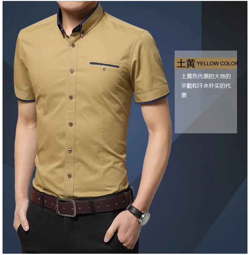 2025 New Arrival Brand Men's Summer Business Shirt Short Sleeves Turn-down Collar Tuxedo Shirt Shirt Men Shirts Big Size 5XL
