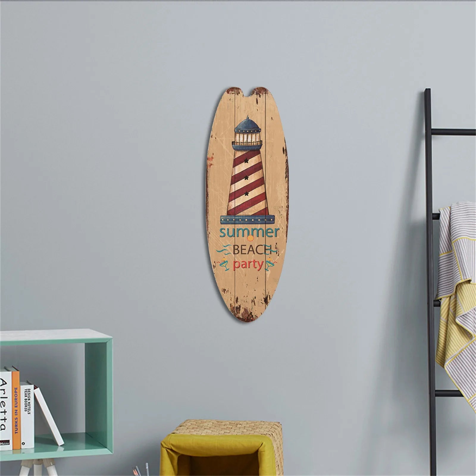 Wood Surfboard Home Decor Festival Bar Home Party Decor Casual Trend Wooden Sign Beach Style Hanging Retro Home Decor