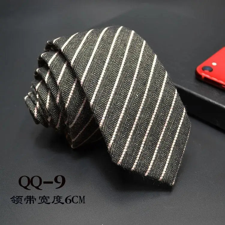 Mens Ties 6cm Classic Cotton Handmade Skinny Neck Ties for Men Striped Narrow Collar Slim Cashmere Tie Casual Plaid Tie For Man