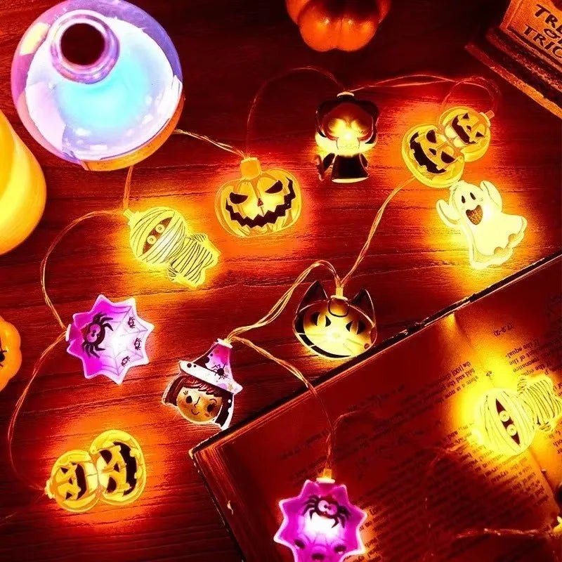 Halloween LED Light String Ghost Spider Pumpkin Hanging Lamp Halloween Party Home Indoor Outdoor Decoration Props 2024