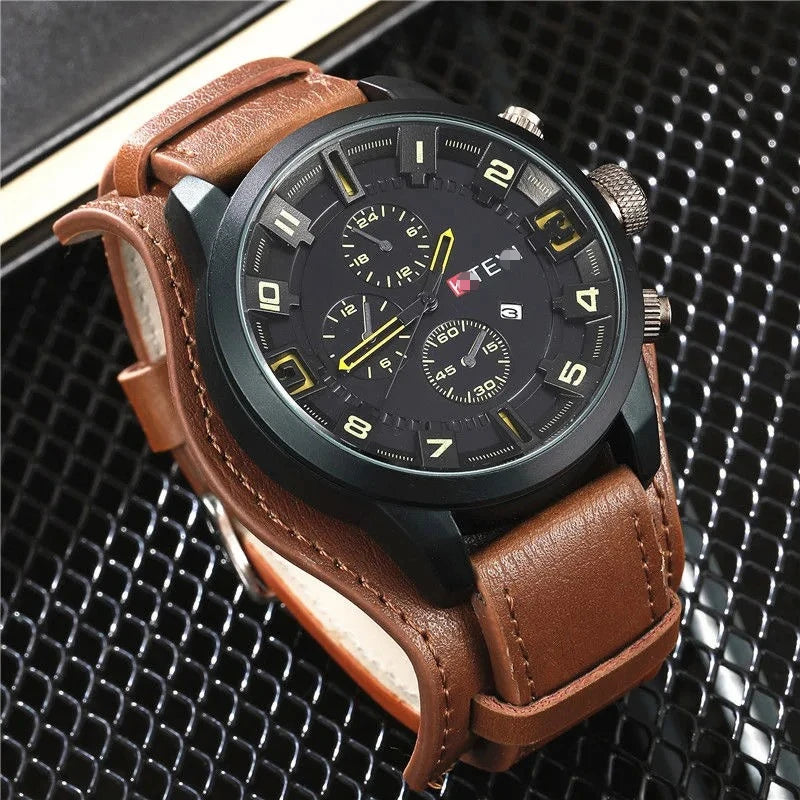 Fashion Retro Men's Quartz Wristwatches Luxury Man Watch PU Leather Business Watch Military Tactical Outdoor Sport Wristwatch