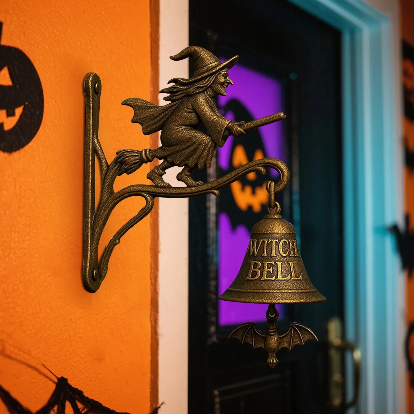 Halloween Retro Decor Hangable Witch Doorbell Suitable For Home Office Entrances Garden Courtyard Bedroom Decoration