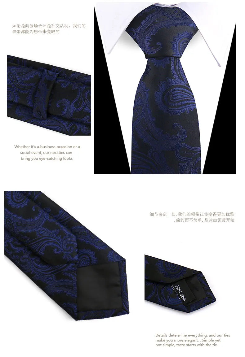 Man Tie Brand New Fashion Paisley Black Necktie Orange Dark Blue Gravata For Men Slim Paisley Floral Fit Wedding Workplace Neck