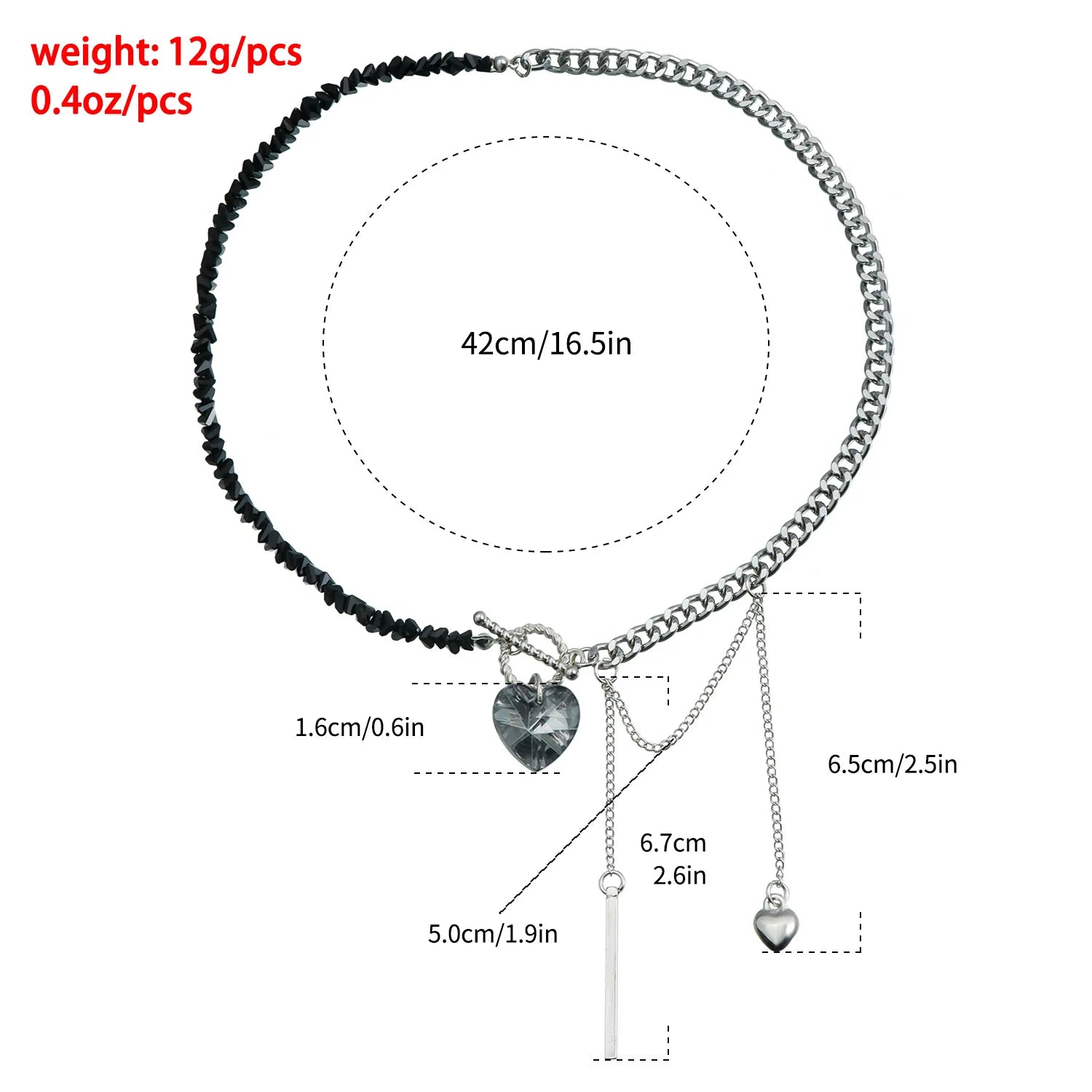 Y2k Choker Heart Necklace Pendant Chain Jewellery Women чокер Glass Layered Neck Collier Femme Cadenas Para Mujer