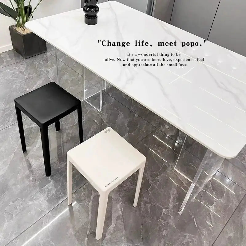 Simple Plastic Stool Home Living Room Modern Simple High Stool Stackable Nordic High Stool Thick Solid Square Stool