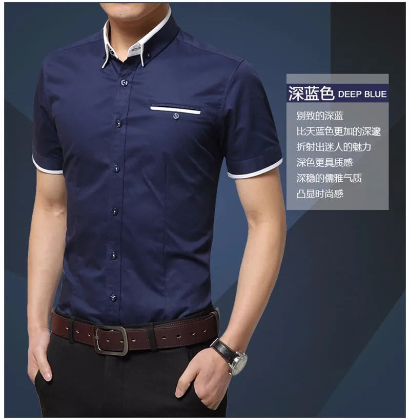 2025 New Arrival Brand Men's Summer Business Shirt Short Sleeves Turn-down Collar Tuxedo Shirt Shirt Men Shirts Big Size 5XL