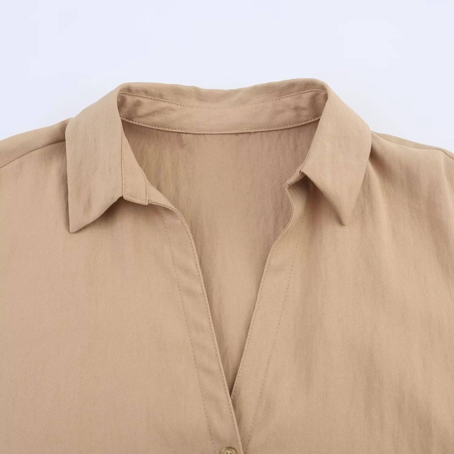 MYST&ZA2025 summer new women's retro casual fashion temperament simple loose lapel wide short-sleeved casual shirt tops