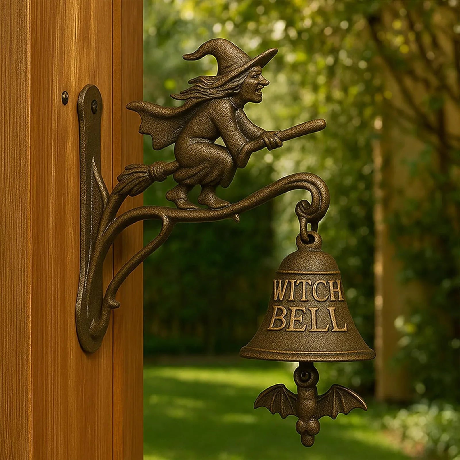 Halloween Retro Decor Hangable Witch Doorbell Suitable For Home Office Entrances Garden Courtyard Bedroom Decoration