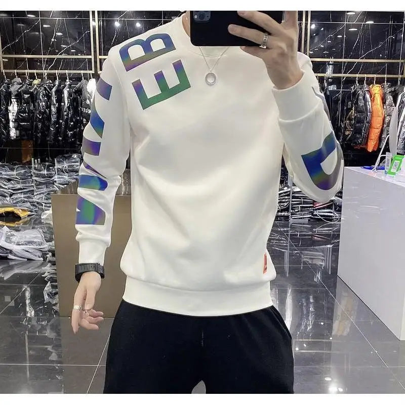 2022 colorful reflective spring and autumn new handsome vests men's casual fashion letter base shirt