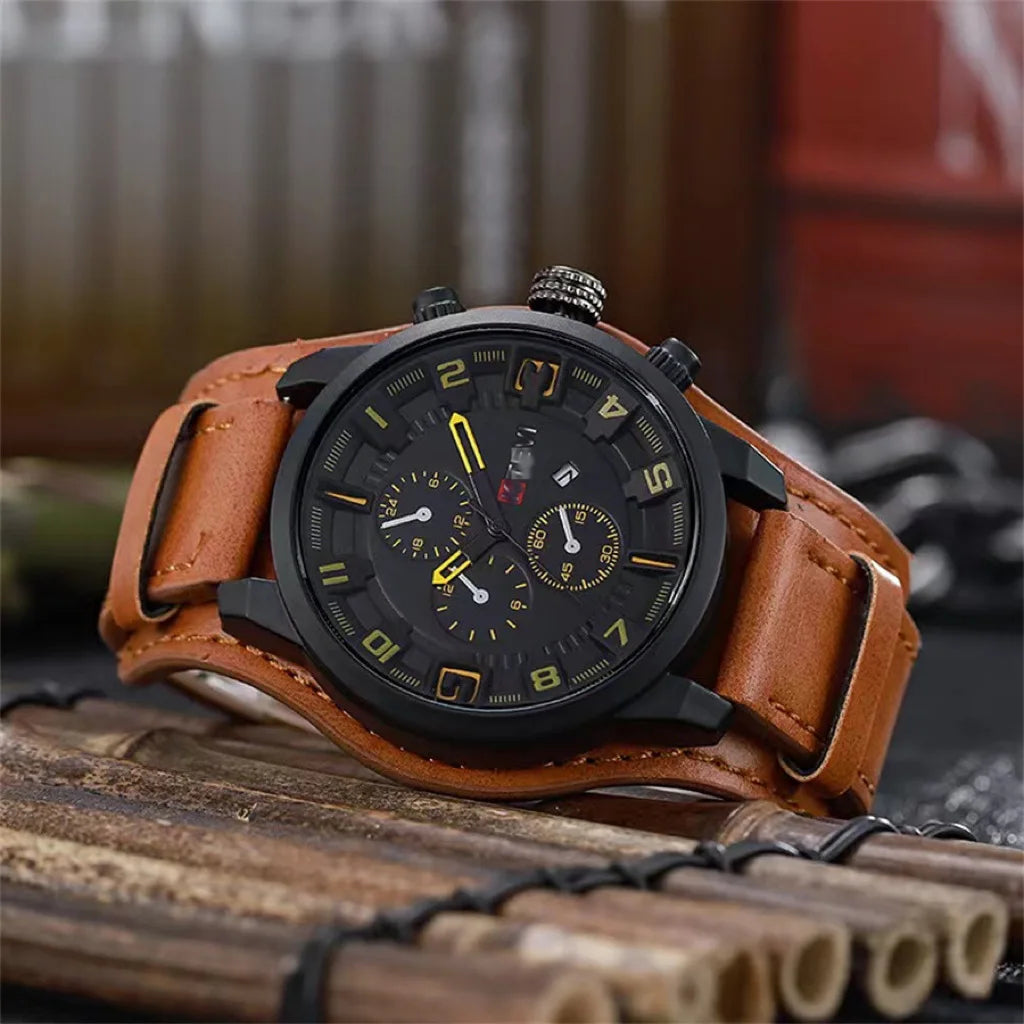 Fashion Retro Men's Quartz Wristwatches Luxury Man Watch PU Leather Business Watch Military Tactical Outdoor Sport Wristwatch