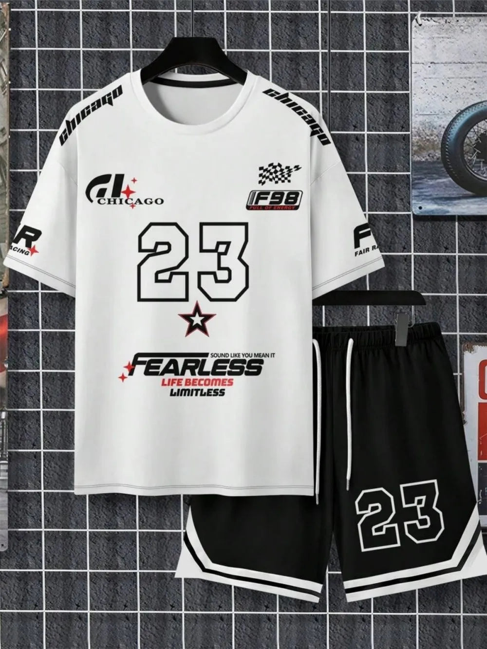 Hot selling summer comfortable men's breathable round neck T-shirt shorts set with digital printing outdoor casual two-piece set