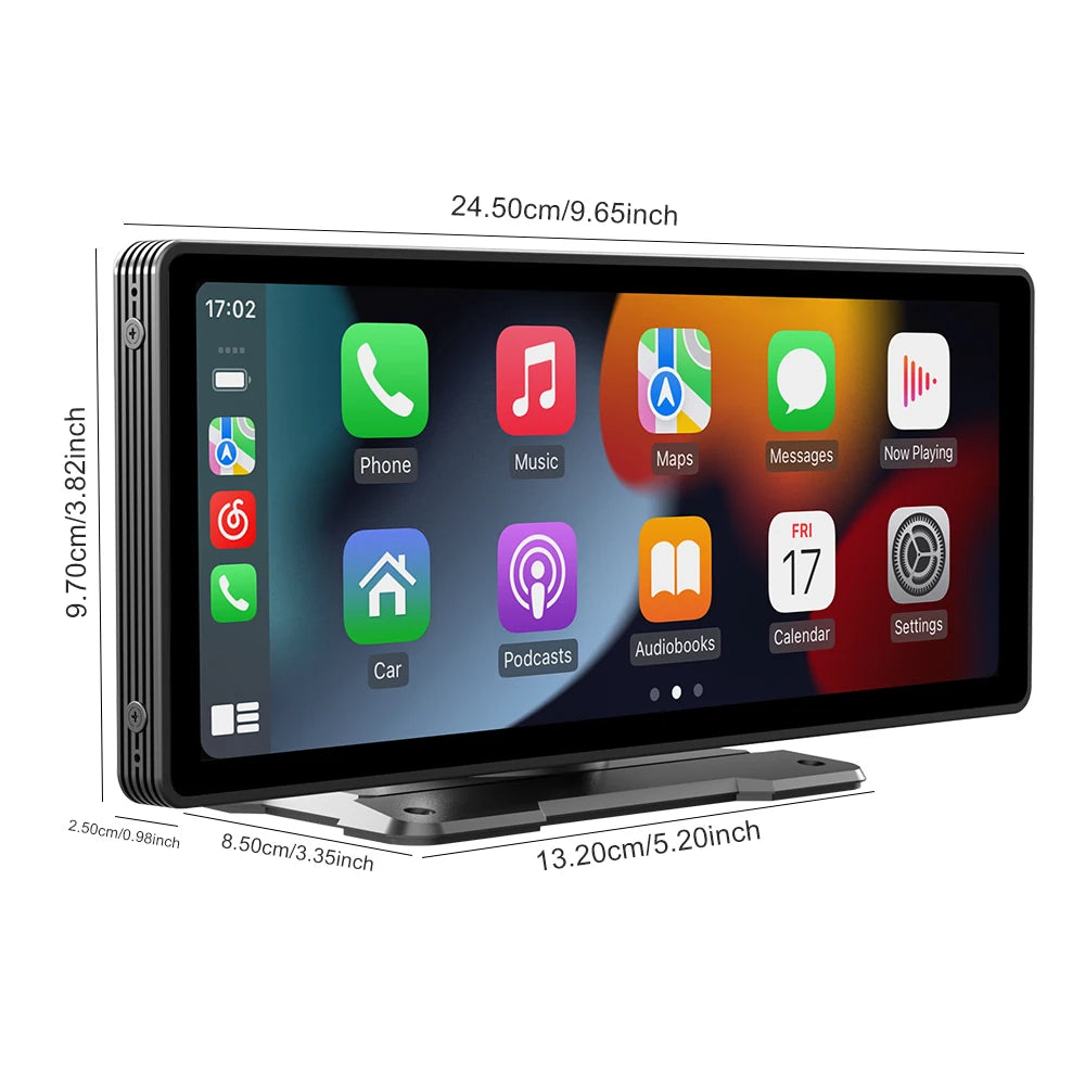 10.26" Car DVR with Wireless Carplay & Android Auto, HD GPS Navigation, 2.4G/5G WiFi, FM, AUX, MP5 Multimedia Video Player