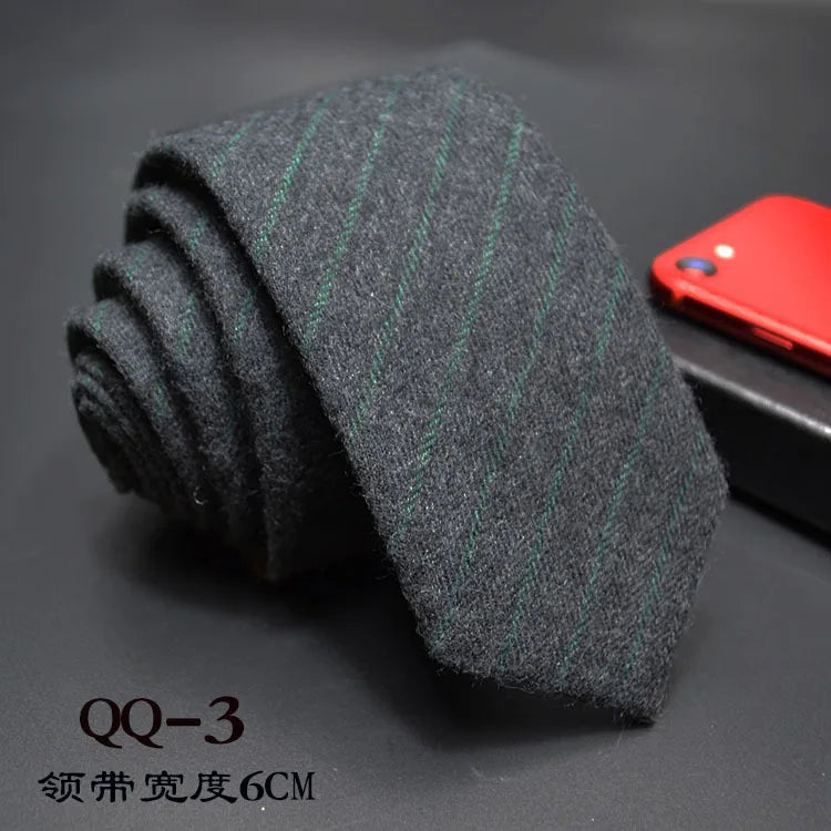 Mens Ties 6cm Classic Cotton Handmade Skinny Neck Ties for Men Striped Narrow Collar Slim Cashmere Tie Casual Plaid Tie For Man
