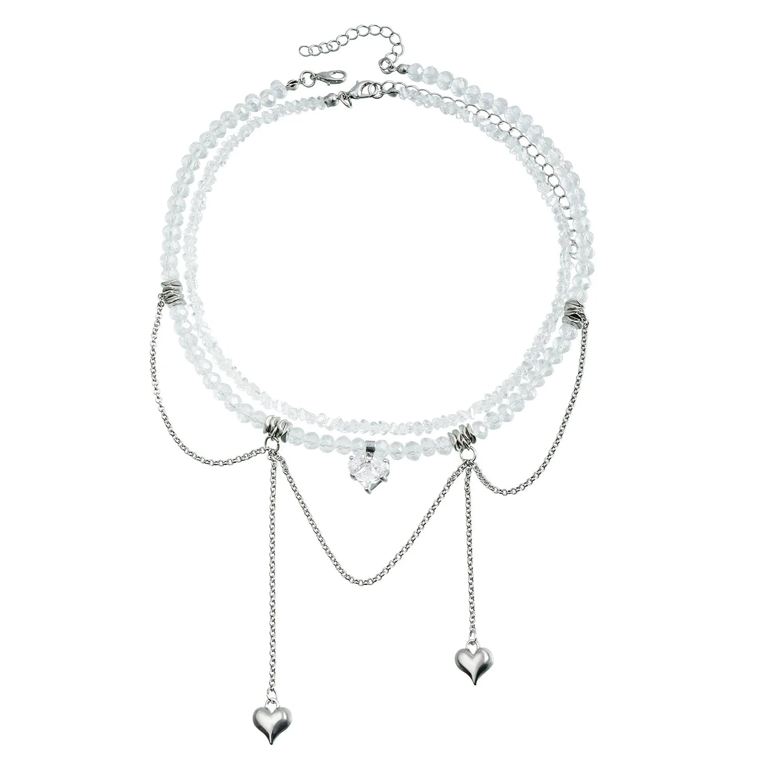 Y2k Choker Heart Necklace Pendant Chain Jewellery Women чокер Glass Layered Neck Collier Femme Cadenas Para Mujer