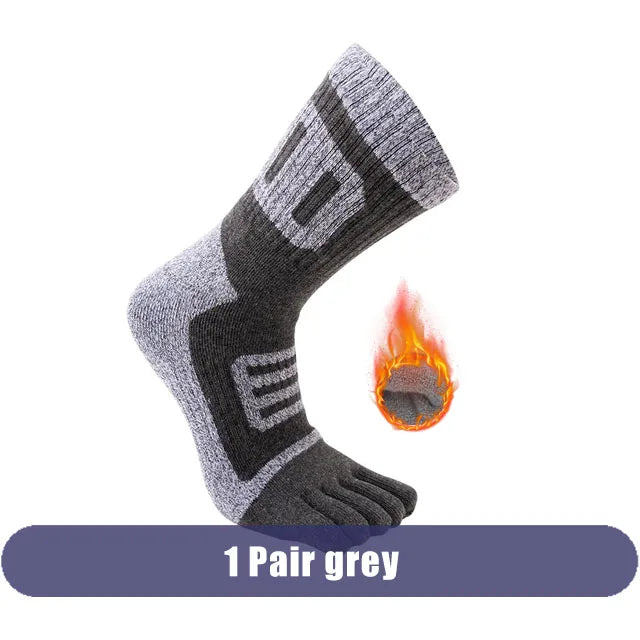 Man Toe Socks Terry Sport Thick Cotton Compression Towel Bottom Fitness Outdoor Basketball Hiking Cycling Five Finger Socks Boy