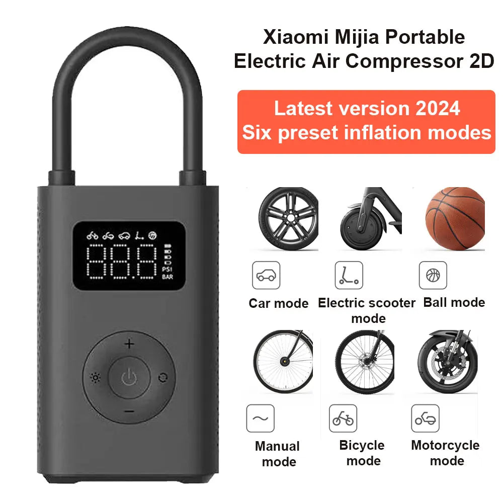 NEW Xiaomi Mijia Portable Air Compressor 2 / 2D /2PRO, Air Pump 2,Smart Digital Tire Pressure Detection Inflator For Car Bicycle