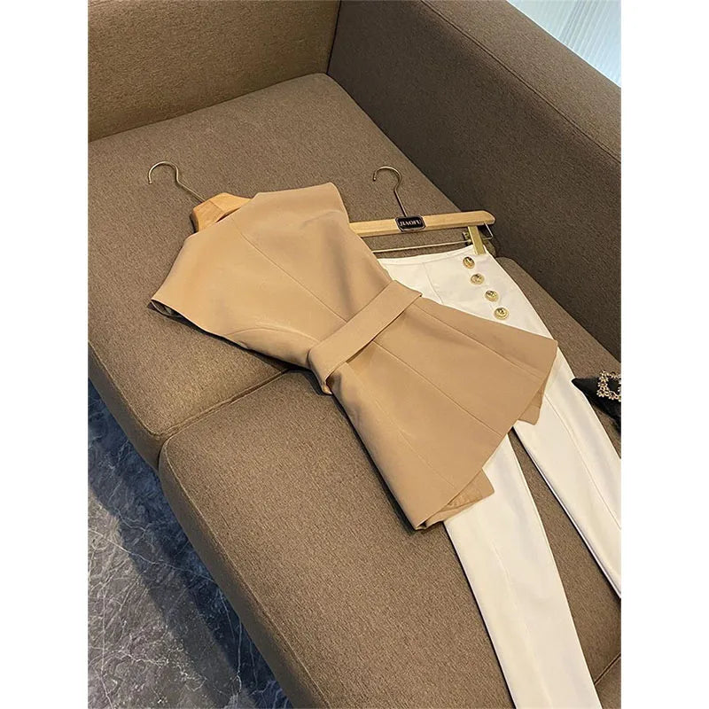 Spring Autumn Women's Suit Vest 2025 New Fashion high-end Lady Sleeveless Vest Versatile Elegant Lady Waistcoat Top
