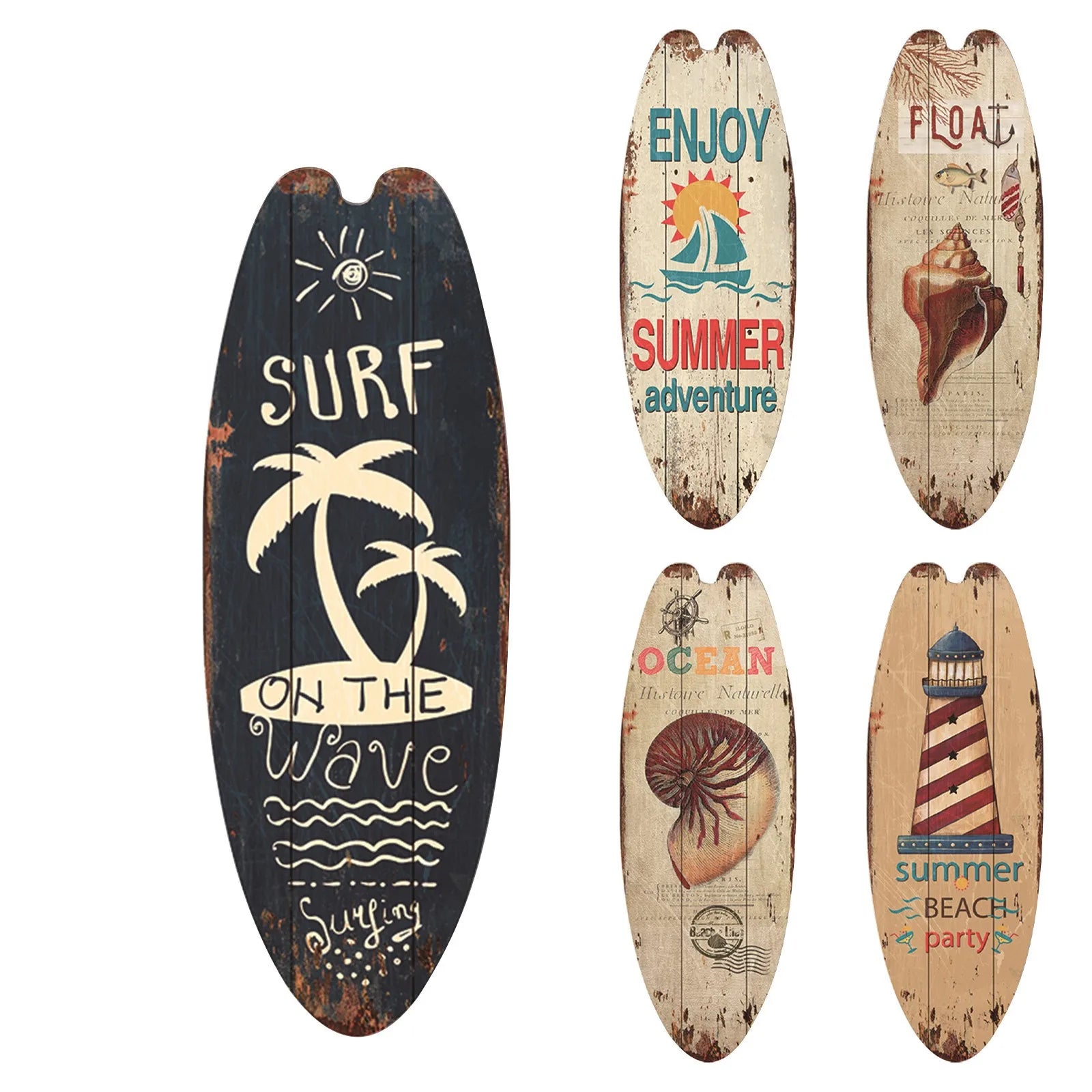 Wood Surfboard Home Decor Festival Bar Home Party Decor Casual Trend Wooden Sign Beach Style Hanging Retro Home Decor
