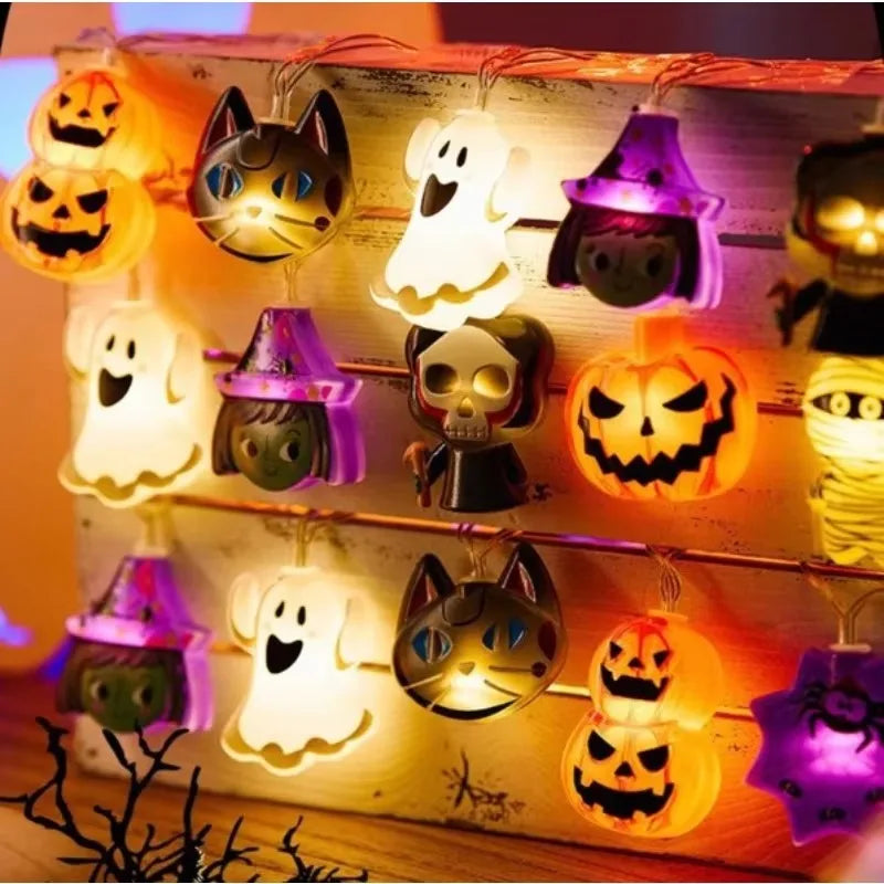 Halloween LED Light String Ghost Spider Pumpkin Hanging Lamp Halloween Party Home Indoor Outdoor Decoration Props 2024