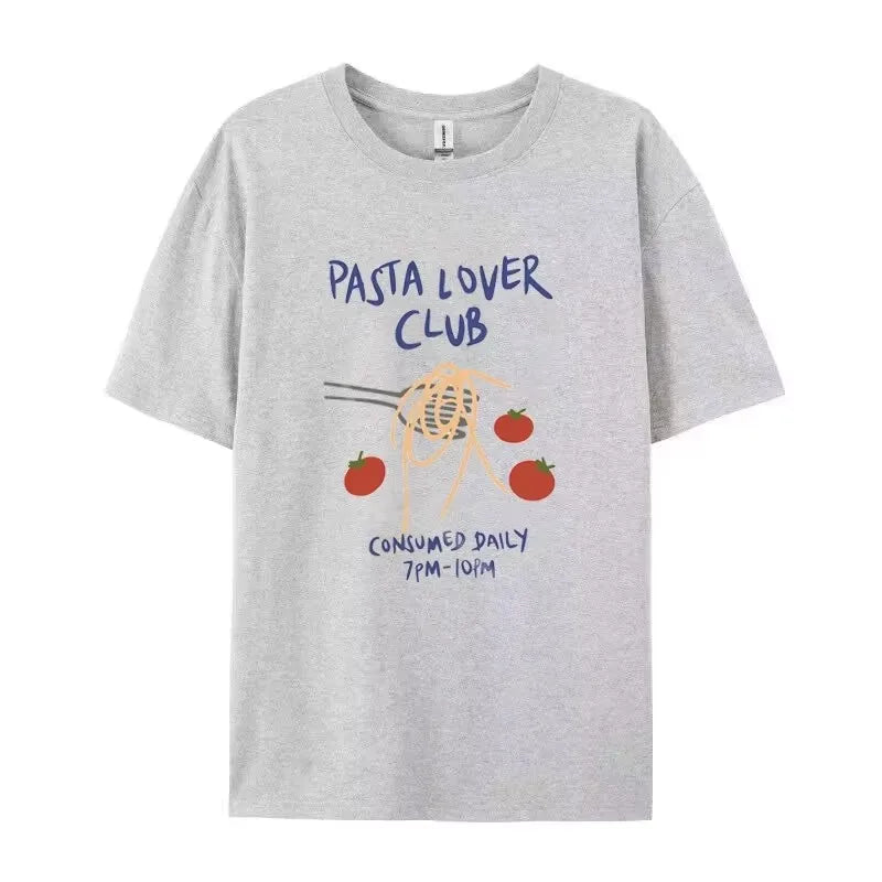 Pasta Over Clu Band Print Women T Shirt Harajuku Streetwear aesthetic Graphic Tee Cotton Short Sleeve Funny  Female Tops Clothes