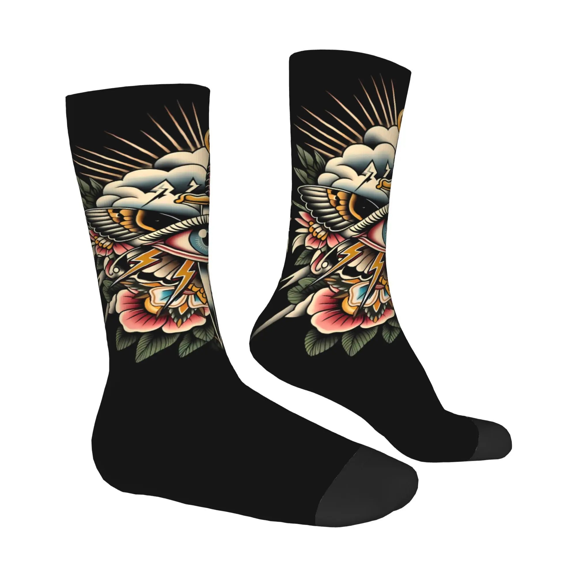 Eye Tattoo  Sock Printed Man Polyester Fashion