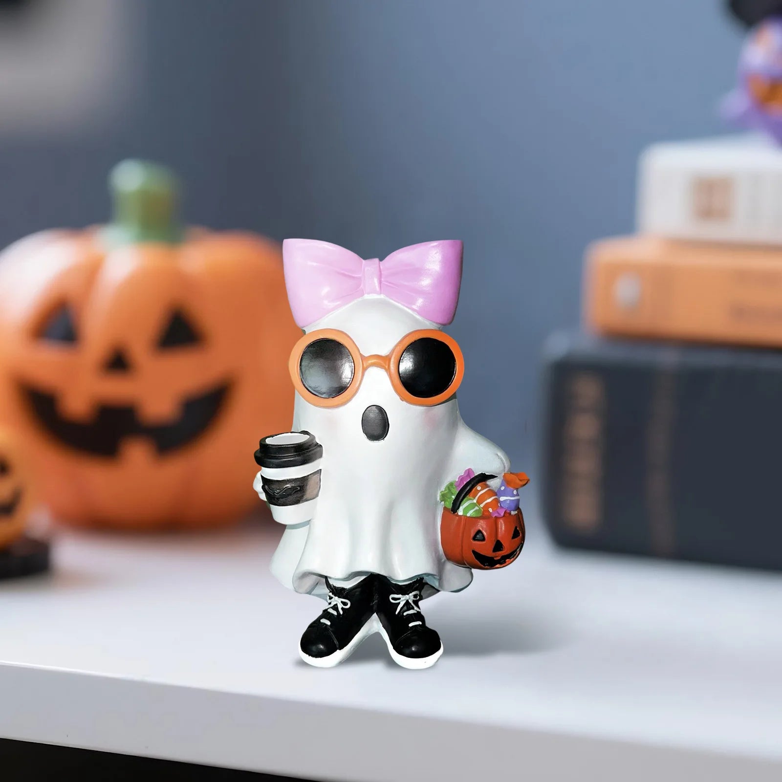 Halloween Bow Ghosts Halloween Party Atmosphere Desktop Decoration Ornaments Cute Ghosts Garden Decoration Home Decor