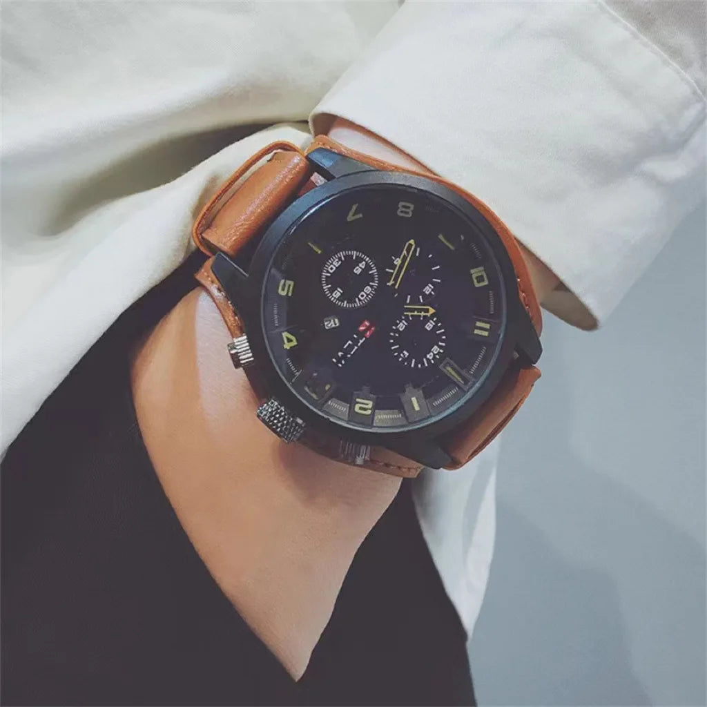 Fashion Retro Men's Quartz Wristwatches Luxury Man Watch PU Leather Business Watch Military Tactical Outdoor Sport Wristwatch