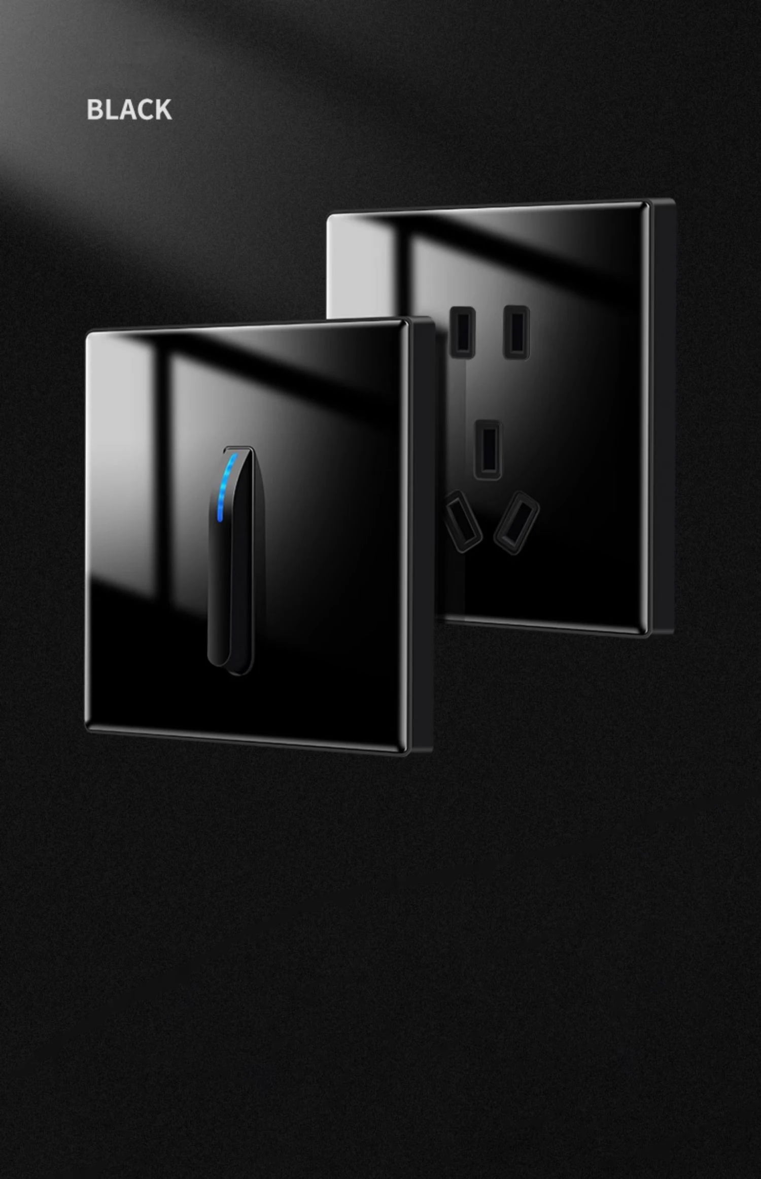 Wall Light Switch Panel Tempered Glass International Switch Self-reset 1/2/3/4 Gang 1/2 Way LED Indicator Piano Key Wall Panel