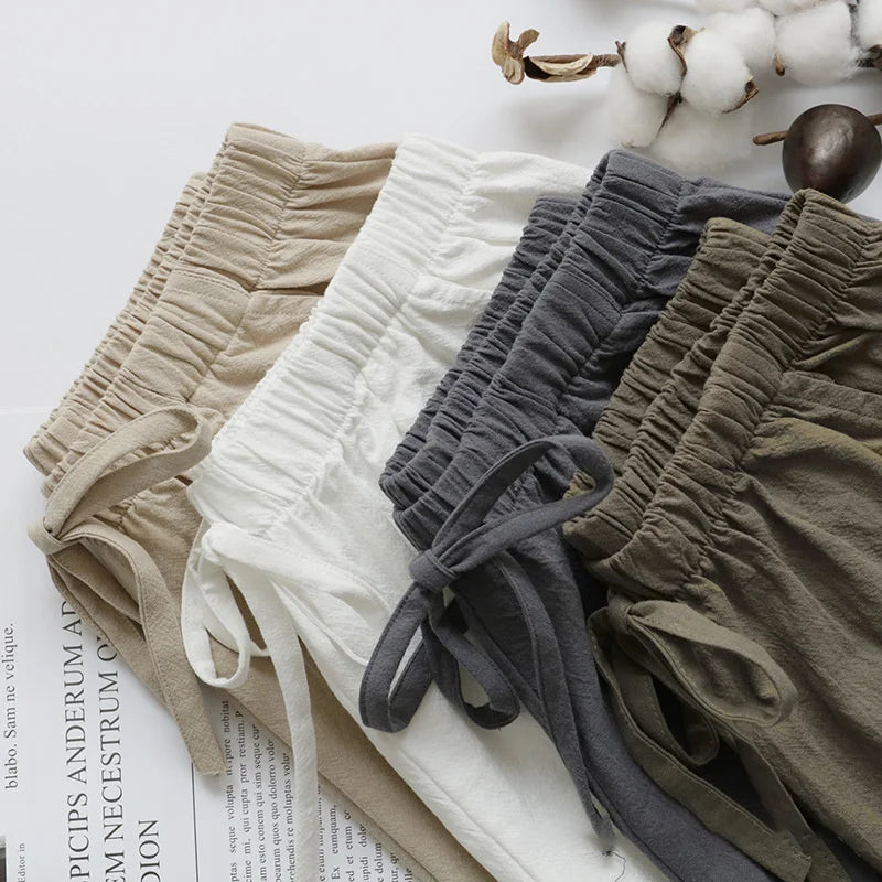 Cotton Linen Shorts Women's Sports Shorts Ladies Summer Solid High Waist Black Shorts Women Fashion Casual Basic Short Pants