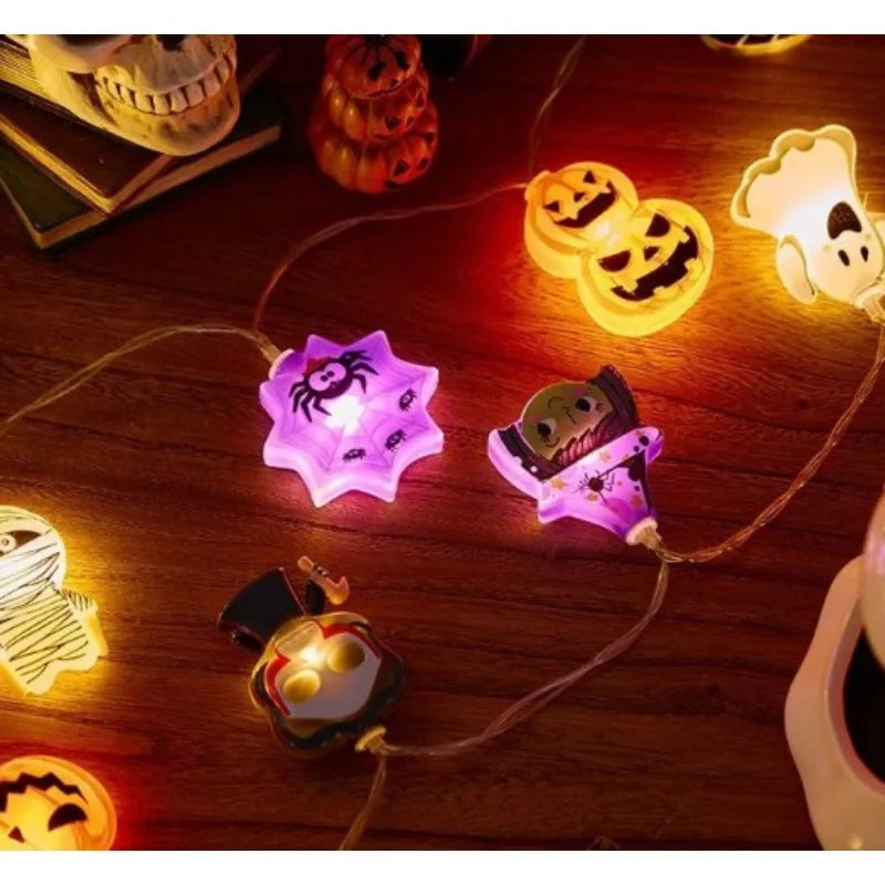 Halloween LED Light String Ghost Spider Pumpkin Hanging Lamp Halloween Party Home Indoor Outdoor Decoration Props 2024