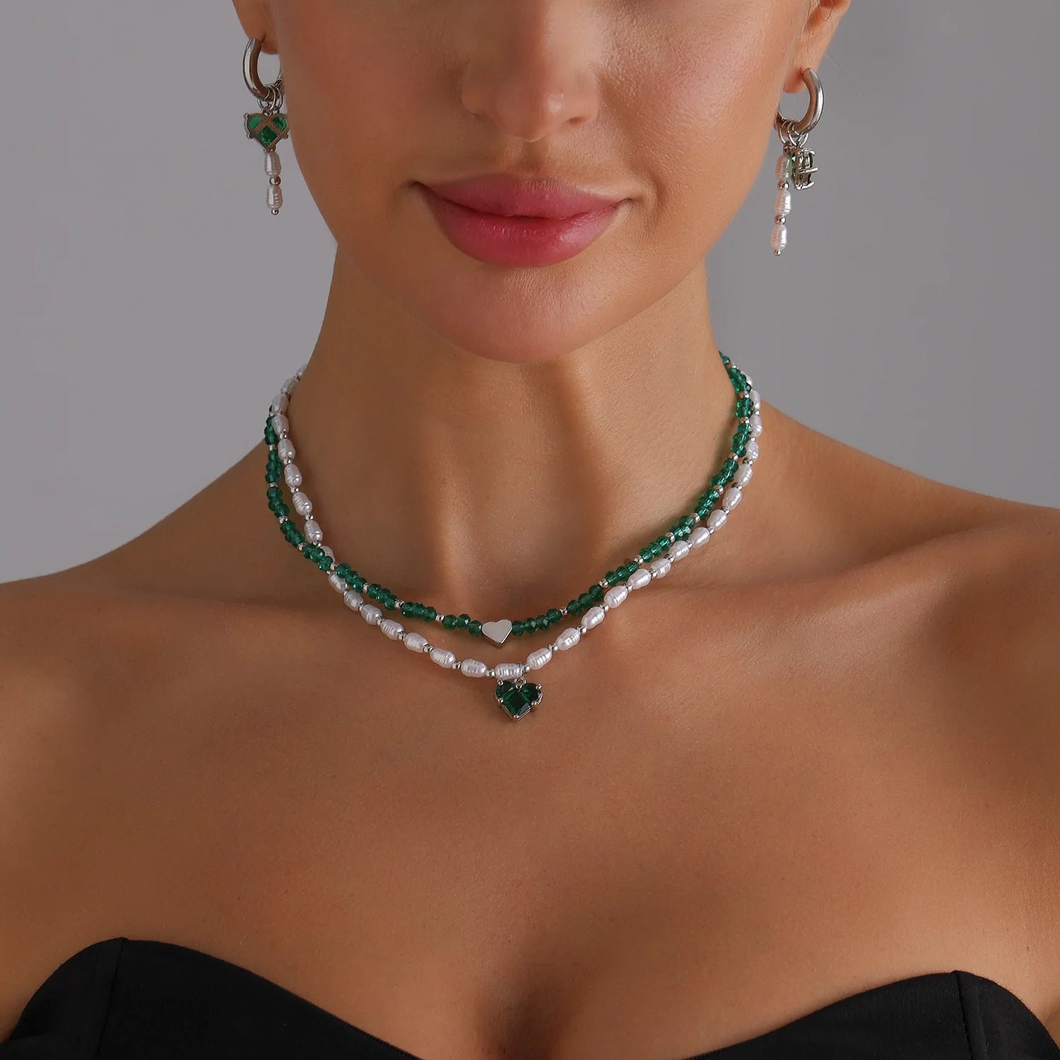 Y2k Choker Heart Necklace Pendant Chain Jewellery Women чокер Glass Layered Neck Collier Femme Cadenas Para Mujer