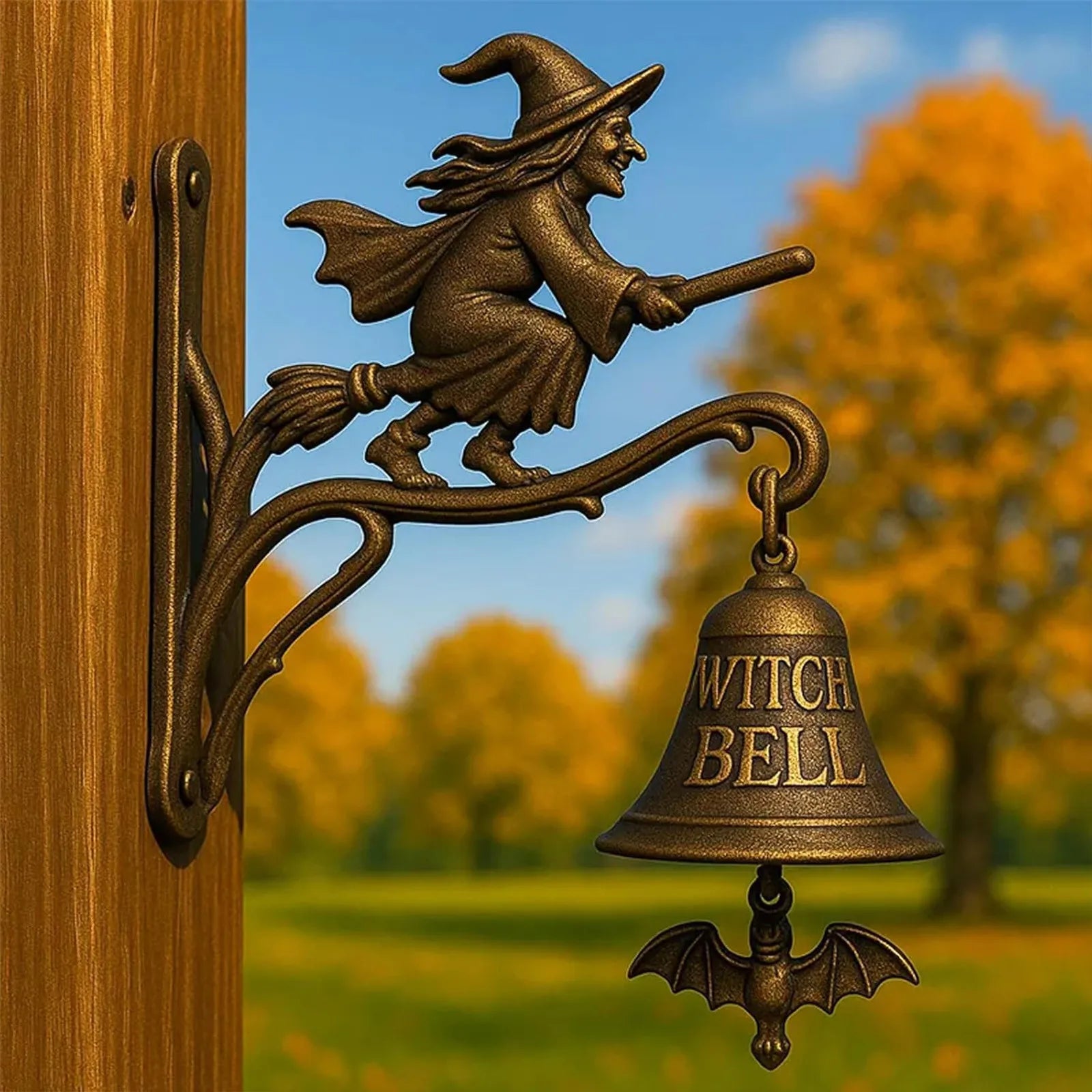 Halloween Retro Decor Hangable Witch Doorbell Suitable For Home Office Entrances Garden Courtyard Bedroom Decoration
