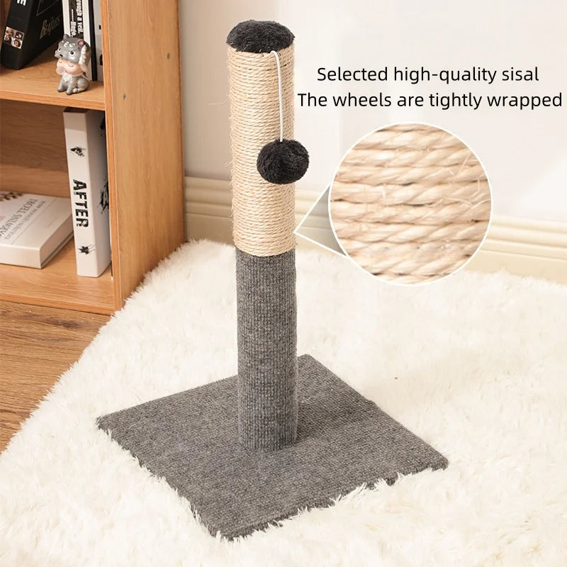 Natural sisal with toy ball cat scratching post - with sisal and velvet base, suitable for adult and kitten gray cat indoor toys