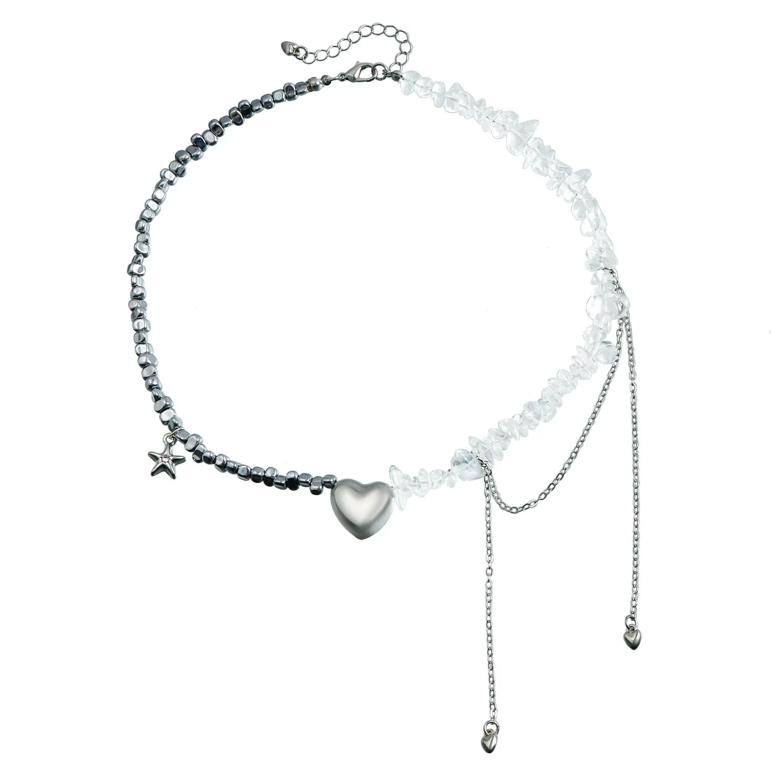 Y2k Choker Heart Necklace Pendant Chain Jewellery Women чокер Glass Layered Neck Collier Femme Cadenas Para Mujer