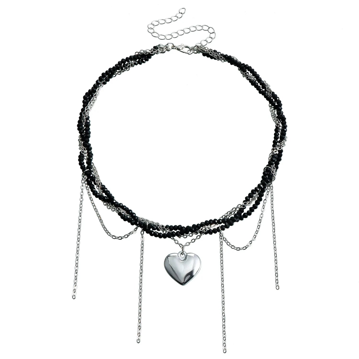 Y2k Choker Heart Necklace Pendant Chain Jewellery Women чокер Glass Layered Neck Collier Femme Cadenas Para Mujer