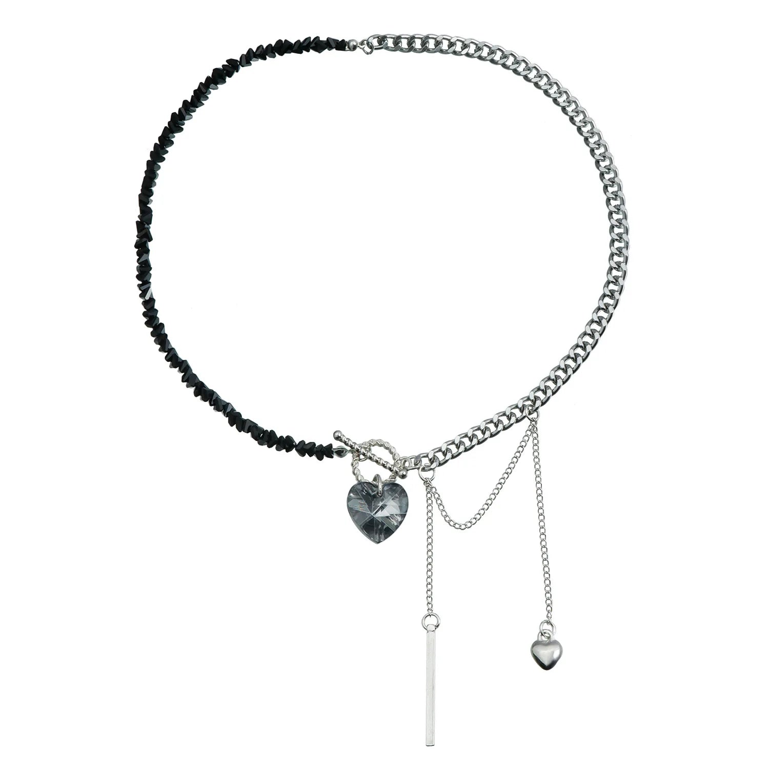 Y2k Choker Heart Necklace Pendant Chain Jewellery Women чокер Glass Layered Neck Collier Femme Cadenas Para Mujer